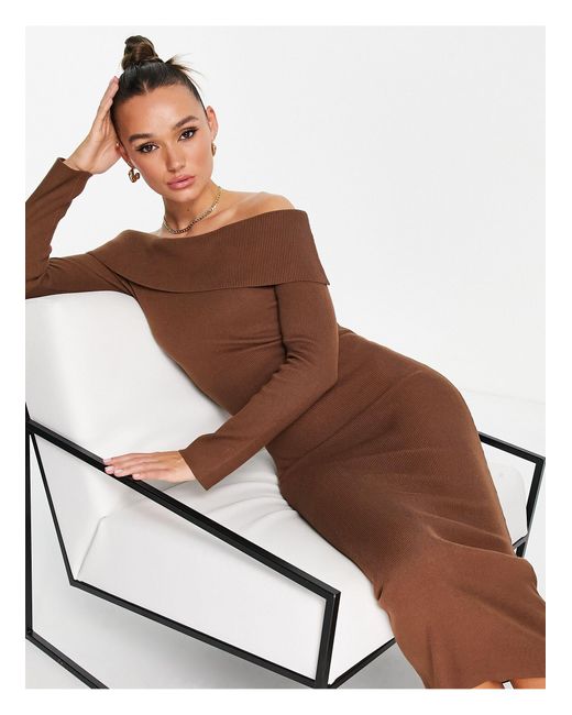 Pretty Lavish Bardot Knitted Midaxi 