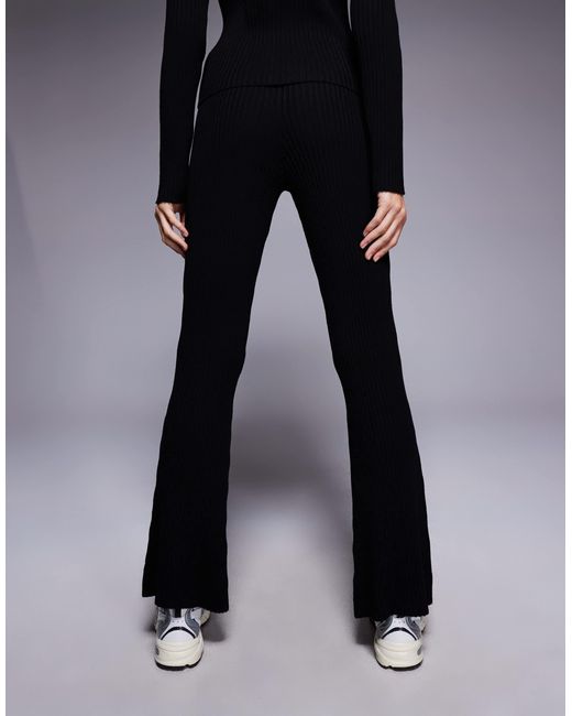 ASOS Blue Co-ord Ribbed Knitted Flare Trousers