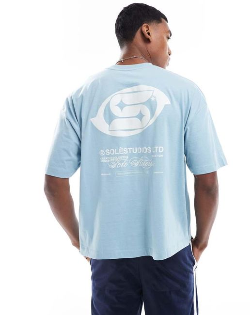ASOS Recht Oversized T-Shirt Met Print in het Blue voor heren
