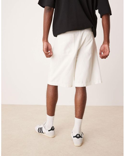 Short long à pinces avec liens noués à la taille - écru ASOS pour homme en coloris Natural