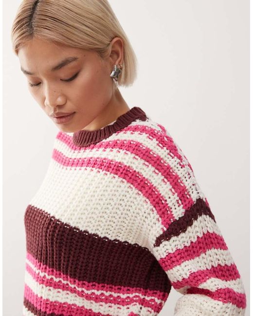 Noisy May Red Chunky Open Knit Jumper
