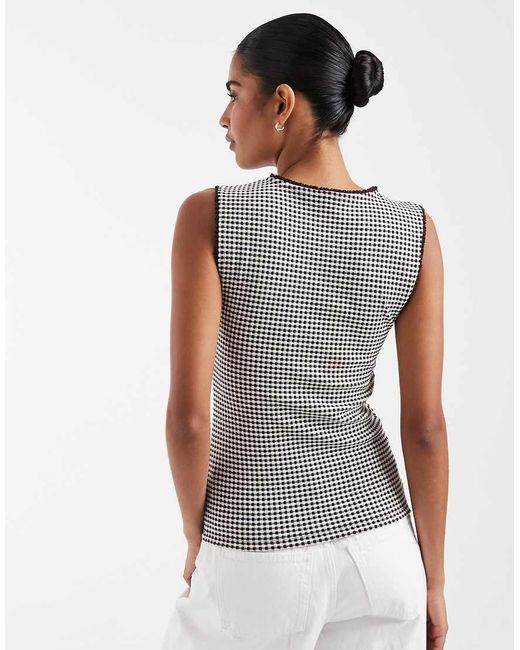 Gap Gray Gingham Checked Vest