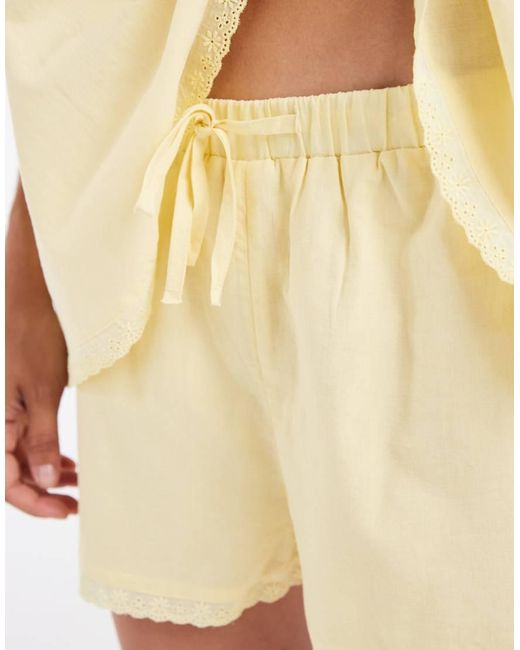 ASOS Natural Cotton Pull On Co-Ord Lace Trim Shorts