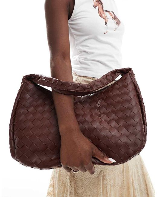 Glamorous Brown Oversized Woven Shoulder Bag