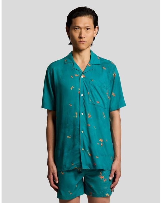 Lyle & Scott Blue Ss Woven Shirts Goldfish Resort Shirt for men