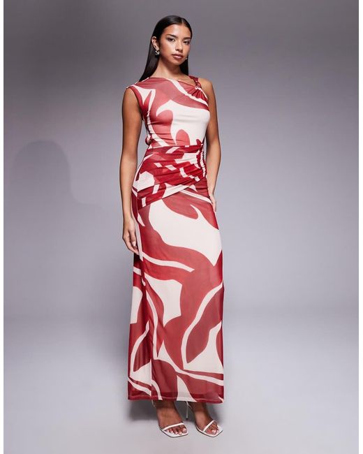 Forever New Red Mesh Knot Front Maxi Dress