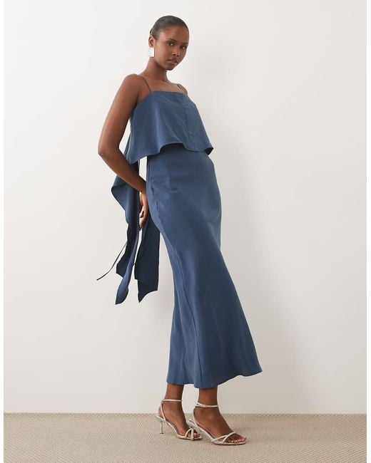 ASOS Blue Layered Cami Satin Midaxi Dress