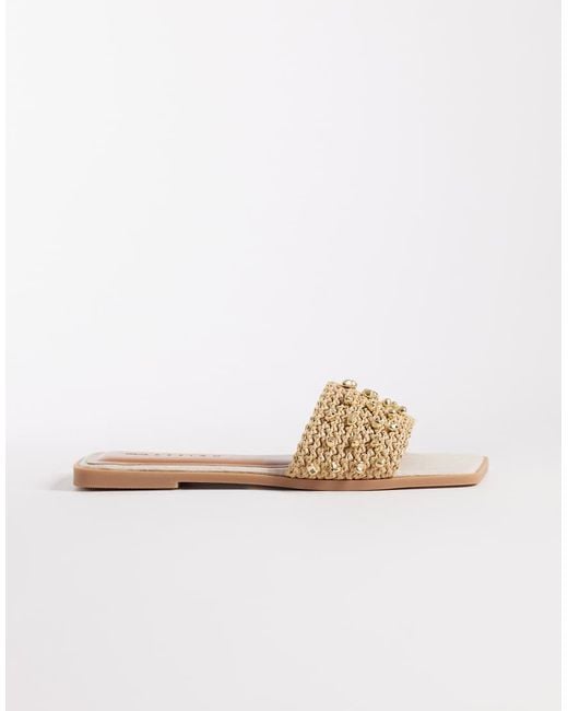 ASOS White Frida Flat Sandals With Coloured Beads-neutral