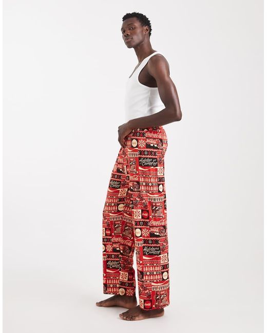 ASOS Red Christmas Coca Cola Lounge Bottoms for men