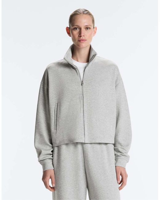 Oysho Gray Mélange Piqué Jacket
