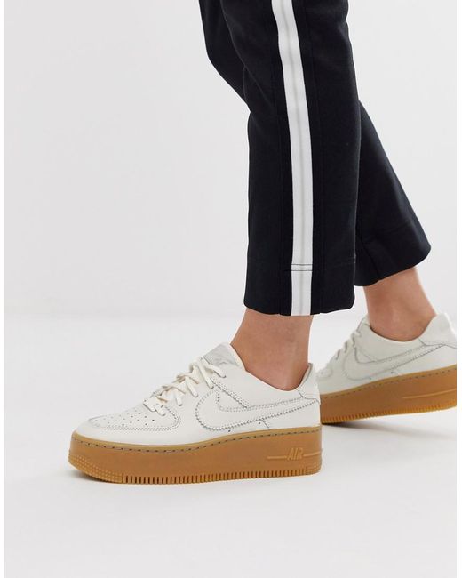 Nike Ivory Gum Sole Air Force 1 Sage Low Trainers in White | Lyst Australia