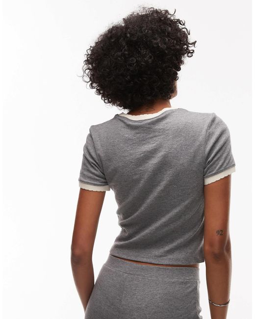 TOPSHOP White Contrast Frill Edge Everyday Tee