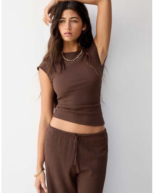 Pull&Bear Brown Crepe Top