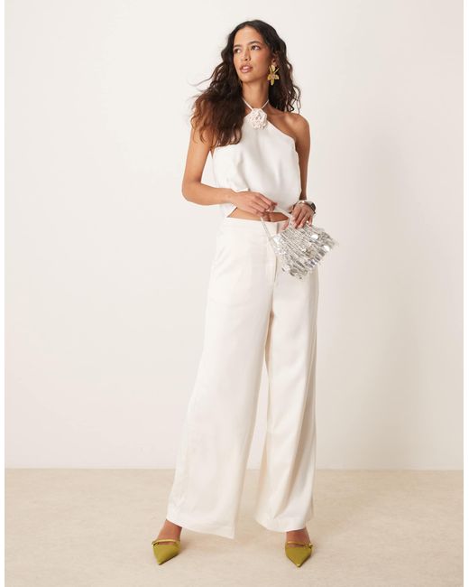 Y.A.S White Halter Neck Corsage Detail Top Co-ord