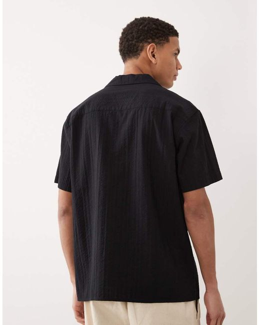 Jack & Jones Black Textured Shirt With Short Sleeves for men