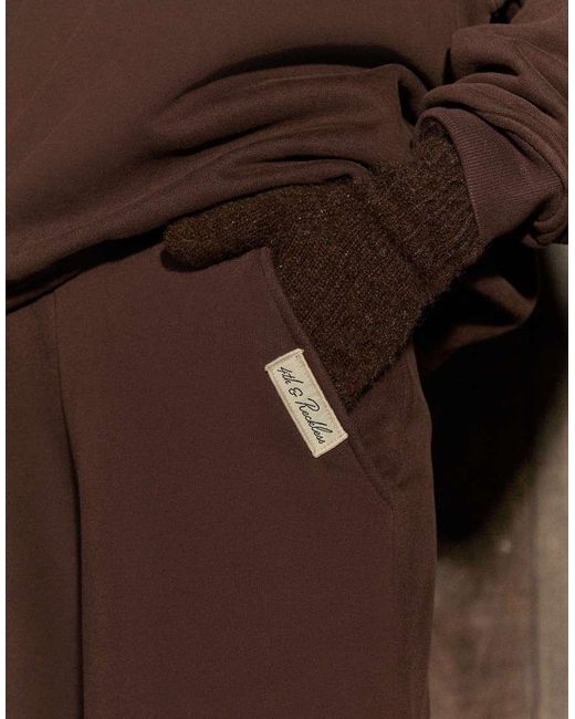 4th & Reckless Brown Cotton Rich Tie Waist Wide Leg Jogger Co-Ord