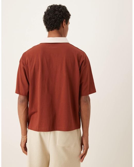 ASOS – kastiges, kurzärmliges poloshirt in Red für Herren