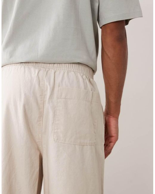 ASOS Natural Loose Linen Blend Trousers for men