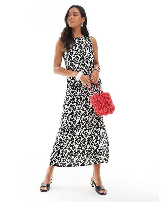 Pieces White Boat Neck Midi Dress