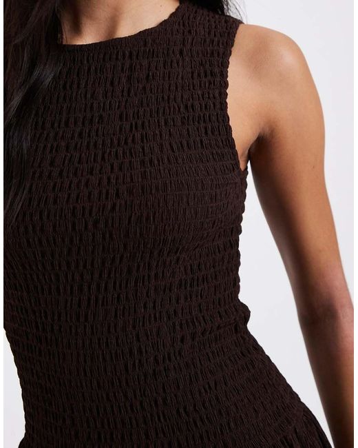 Brave Soul Black Drop Waist Racer Dress With Shirred Bodice