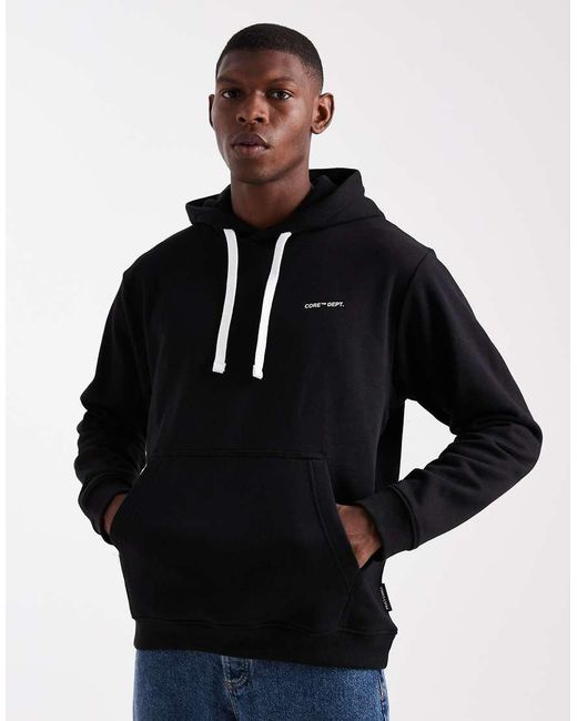 Jack & Jones Black Oversized Project Core Back Print Hoodie for men