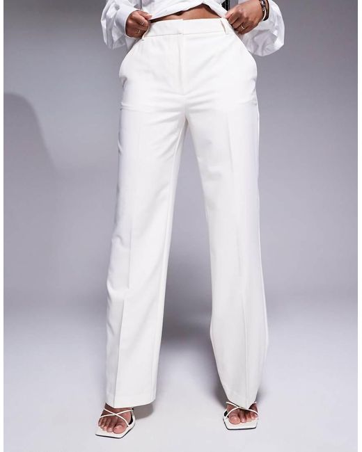 ASOS Elegante Broek Met Smalle Rechte Pijpen in het Natural