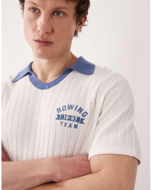 Abercrombie & Fitch White Contrast Collar Knit Polo for men