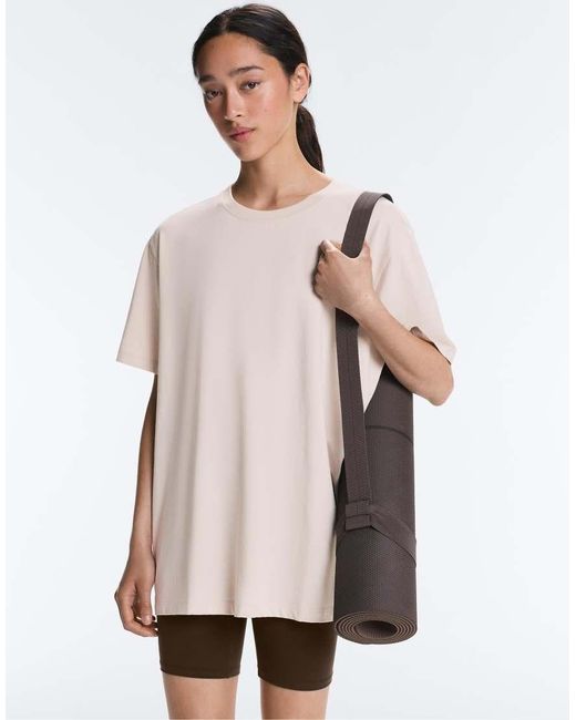Oysho Natural Oversize Cotton-blend Short-sleeved T-shirt
