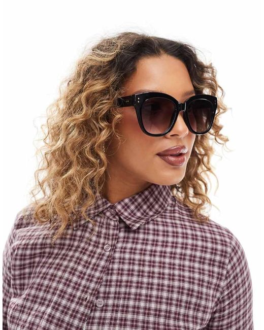 Pieces Purple Round Frame Sunglasses With Ombre Lense