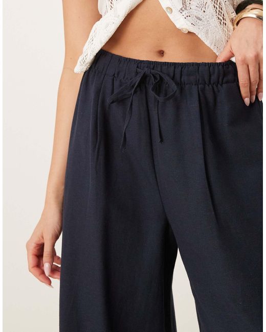 Str - pantalon aspect lin avec cordon Stradivarius en coloris Blue