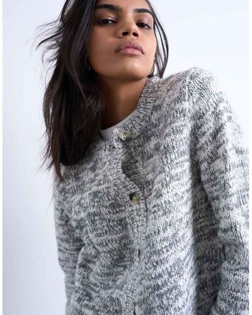 TOPSHOP Blue Knitted Salt And Pepper Cardigan