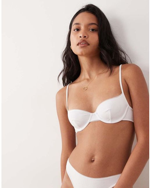 ASOS Brown Yara Rib Underwire Bra With Mesh Binding