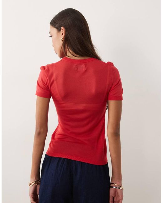 ASOS Red Sheer Knitted Second Skin T-shirt