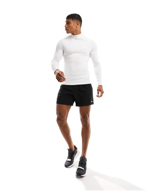 ASOS 4505 White Training Long Sleeve Base Layer With Mock Neck With Thermal Performance Fabric for men