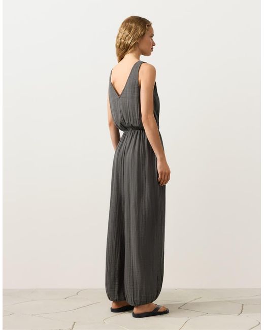 Oysho Natural 100% Cotton Long Jumpsuit