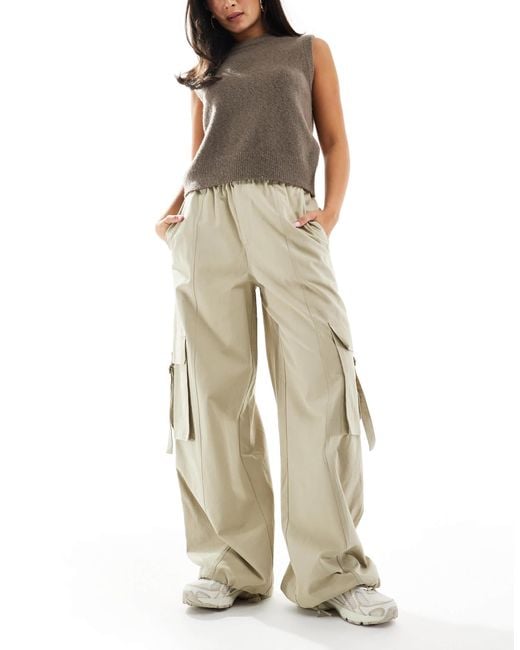 ASOS Natural Oversized Utility Pull On Pants