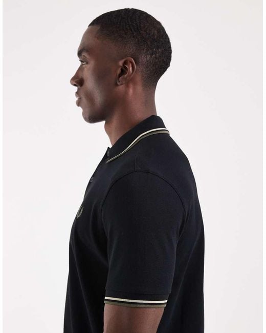 Fred Perry Black Twin Tipped Polo for men