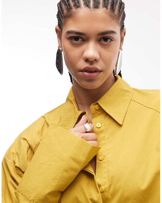 ASOS Yellow Shoulder Pad Detailing Dipped Hem Shirt