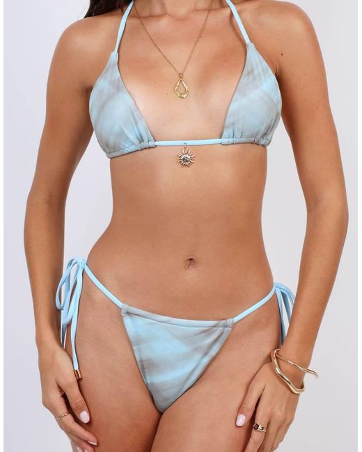 SIMMI Blue Abstract Print Triangle Bikini Top