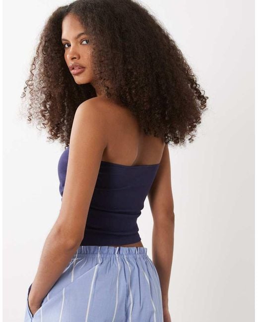 Mango Blue Teen Off Shoulder Top