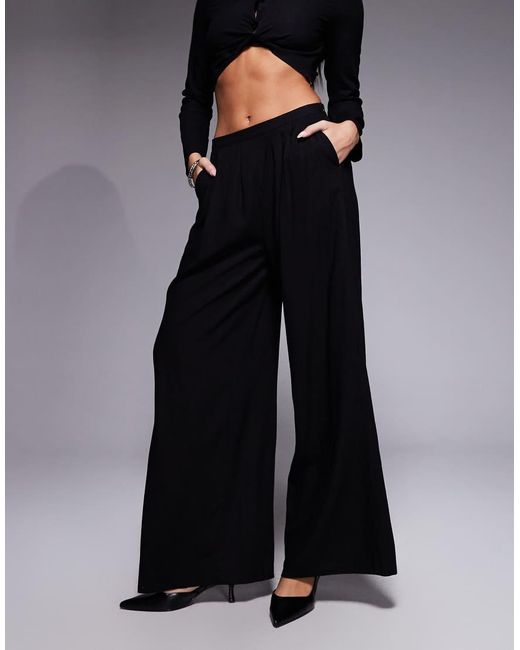 Kaiia Black Exclusive Cotton Rich Tailored High Waisted Wide Leg Trousers Co-Ord