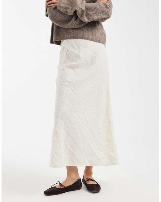 ASOS White Crushed Satin Maxi Skirt