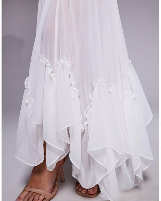 Forever New Purple Bridal Cami Sheer Hanky Hem Maxi Dress