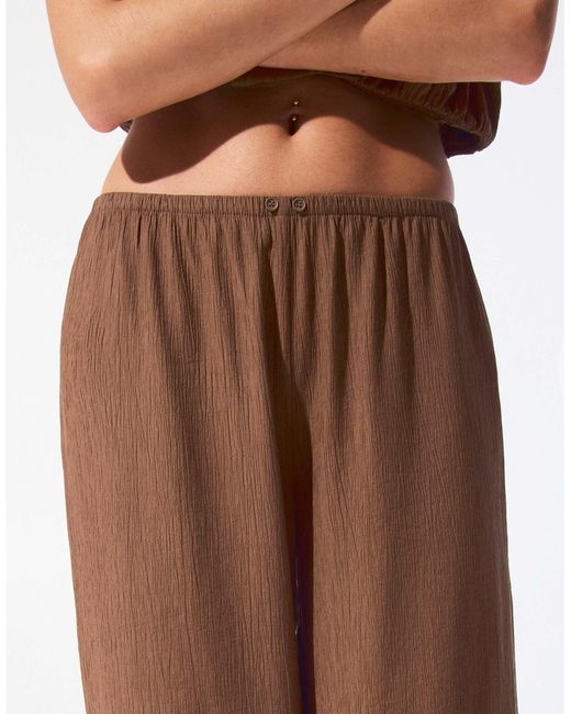 Pull&Bear Brown – rustic – hose im pyjama-stil