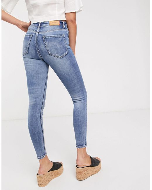 Stradivarius Denim Tall - Skinny Jeans Met Superhoge Taille in het Blauw -  Bespaar 50% - Lyst