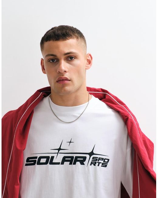 ASOS Red Oversized T-Shirt With Front Text Graphic for men