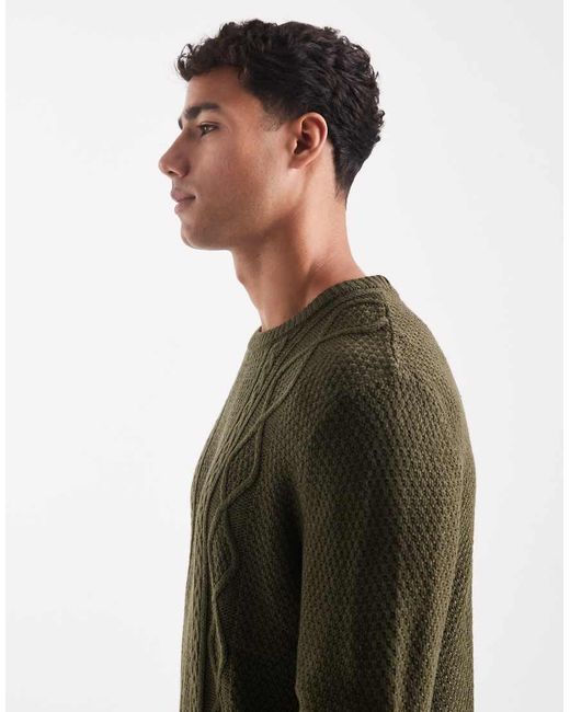 JJ Rebel Green Cable Knit Jumper for men
