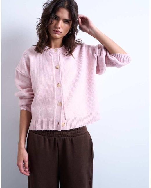 TOPSHOP White Knitted Exposed Seam Relaxed Cardigan