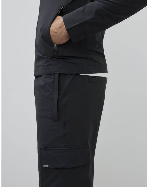 River Island Black Nylon Skinny Fit Cargo Trousers for men