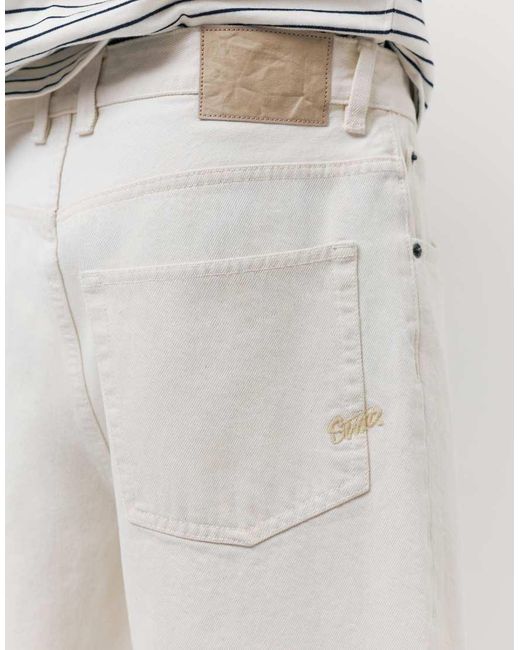 Pull&Bear White Baggy Denim Bermuda Shorts for men
